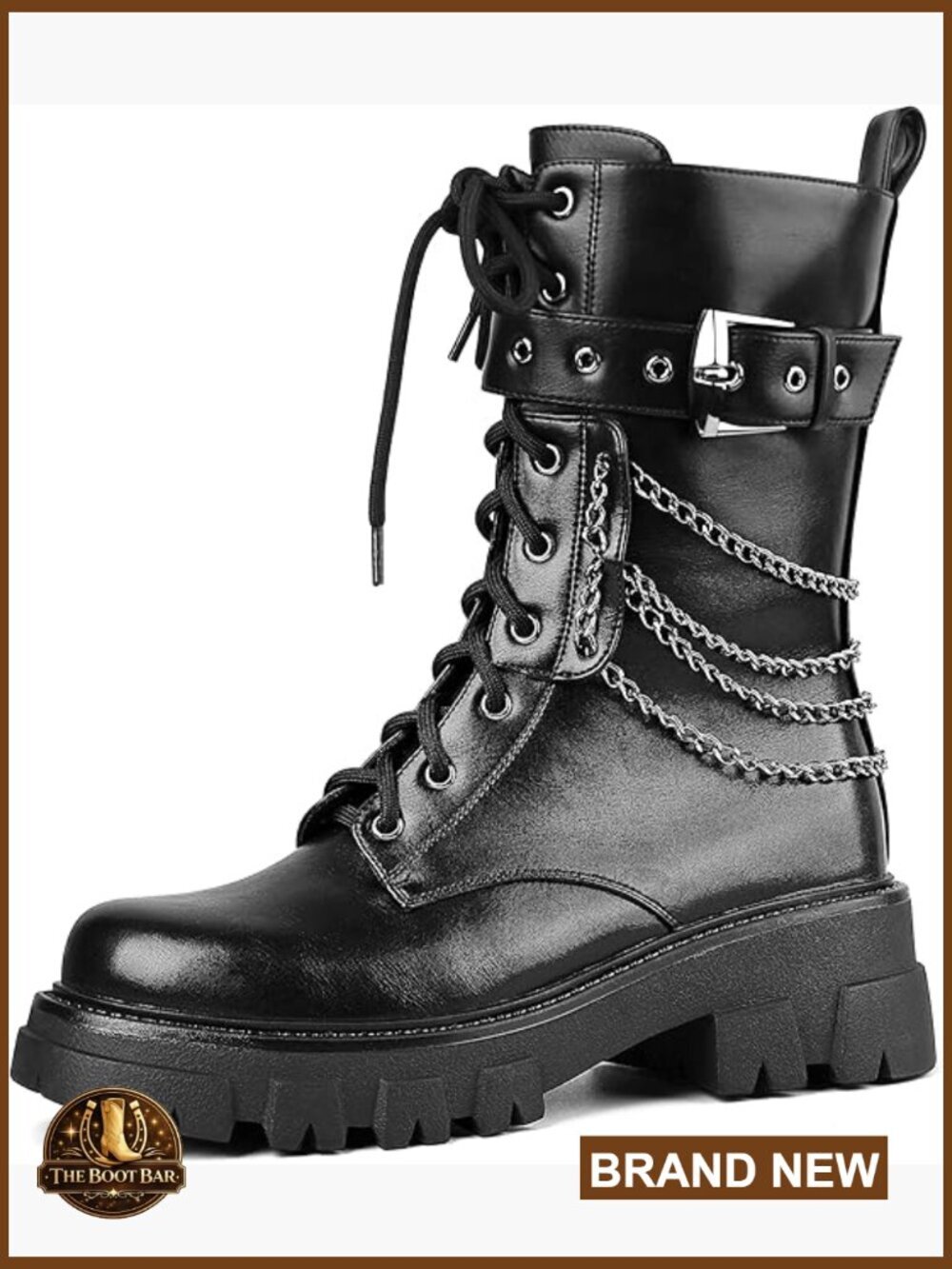 Chunky Rhinestone Combat Boots Lace Up Ankle Boots Motorcycle Shoes